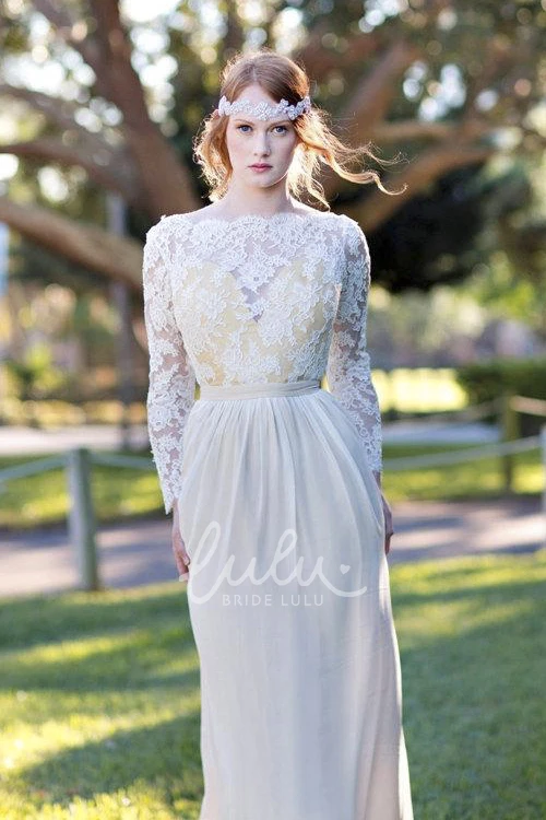 A-Line Lace Bodice Tulle Winter Wedding Dress Romantic Bridal Gown