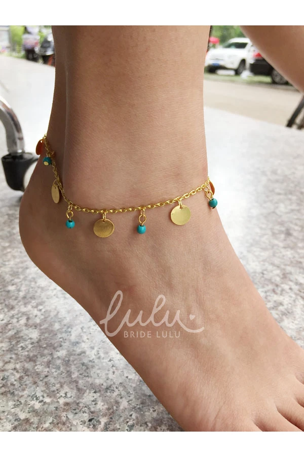 Western Style Turquoise Wafer Anklet for Summer Beach Weddings