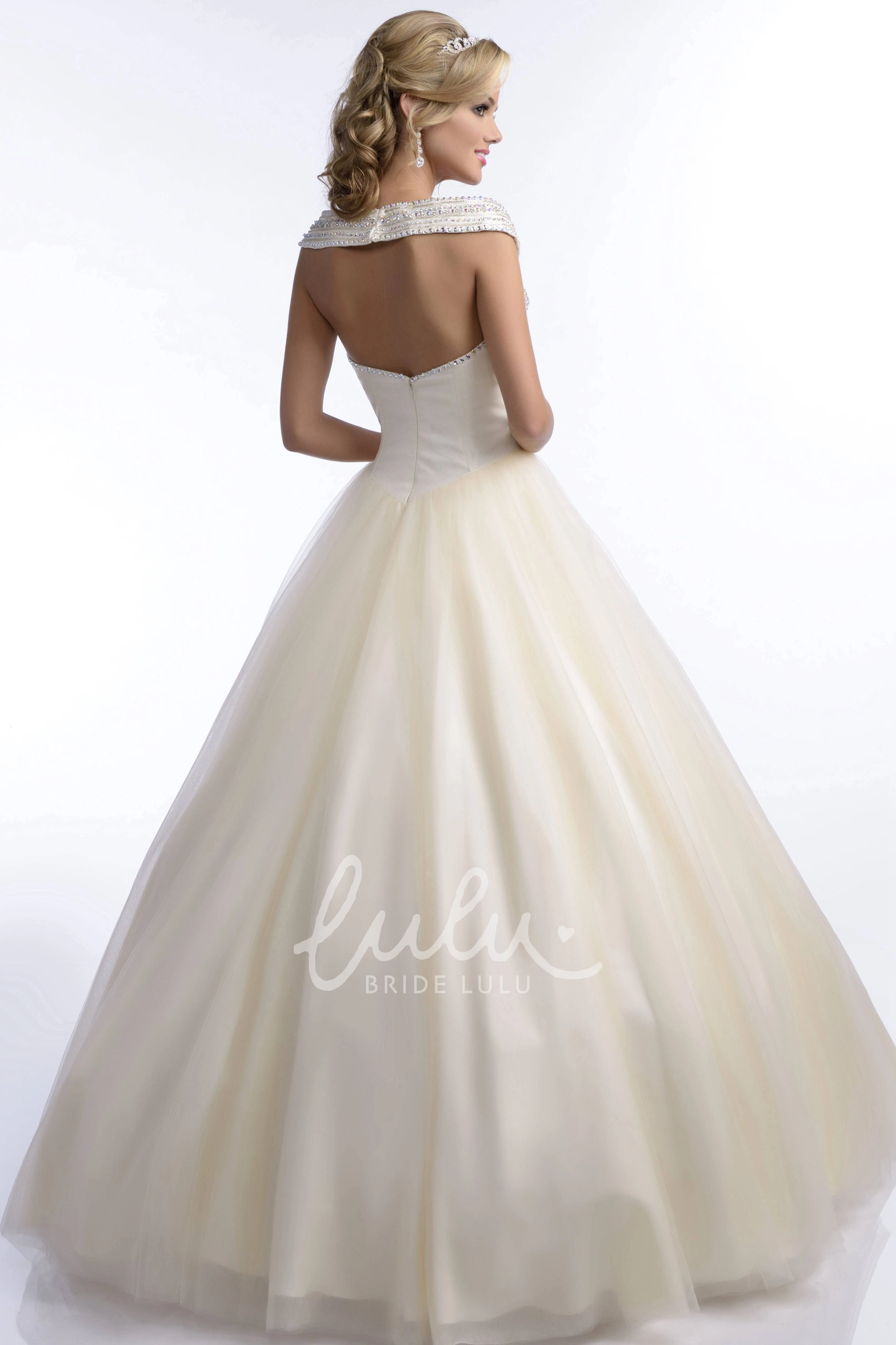 V-Neck Jeweled Bust A-Line Quinceanera Dress Prom Dress