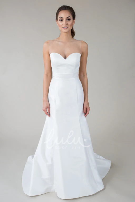 Satin Sweetheart V-Back Warm Wedding Dress Long Elegant Gown 2025