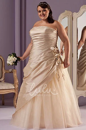 Flower Strapless Taffeta Bridal Gown with Wrapped Bodice