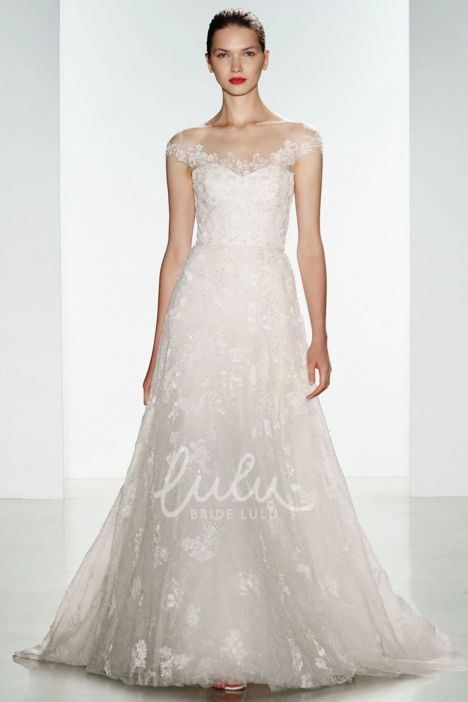 Off-The-Shoulder Lace A-Line Wedding Dress Romantic Bridal Gown