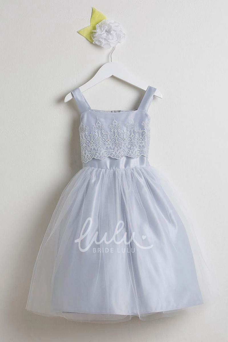 Embroidered Organza Flower Girl Dress with Tiered Skirt Modern Wedding Dress