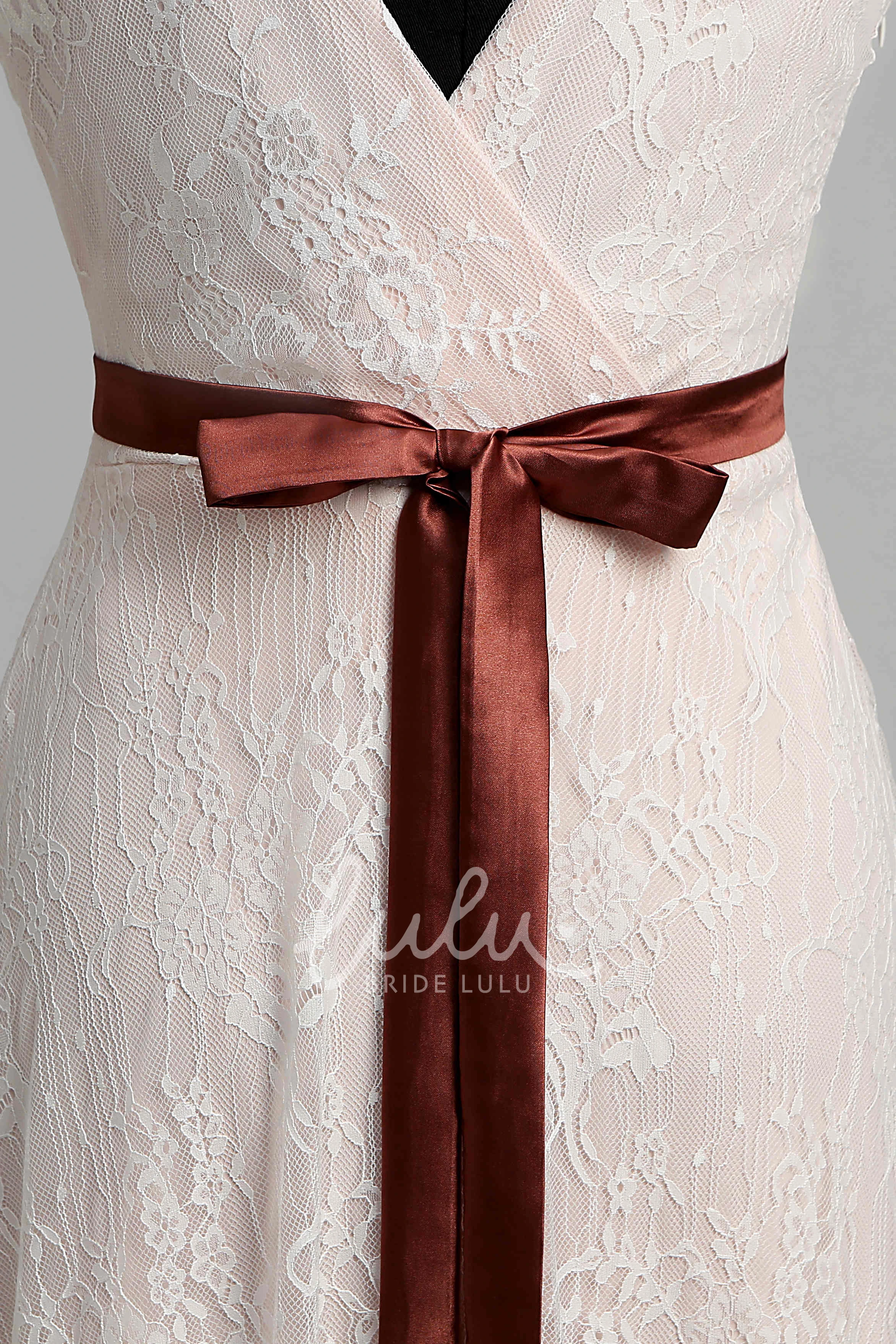 Lace Maternity Wedding Dress with Beading and Sash Ribbon in A-Line Garden Style