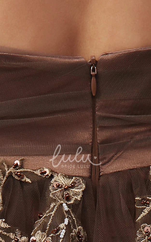 Tulle Cap-Sleeved A-Line Backless Gown With Sequins And Embroidery