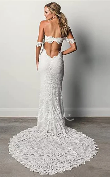 Elegant Lace Mermaid Wedding Dress with Off-the-shoulder and Split Front