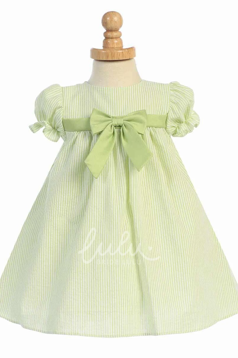 Cap-Sleeve Tea-Length Flower Girl Dress Split Design with Tiers