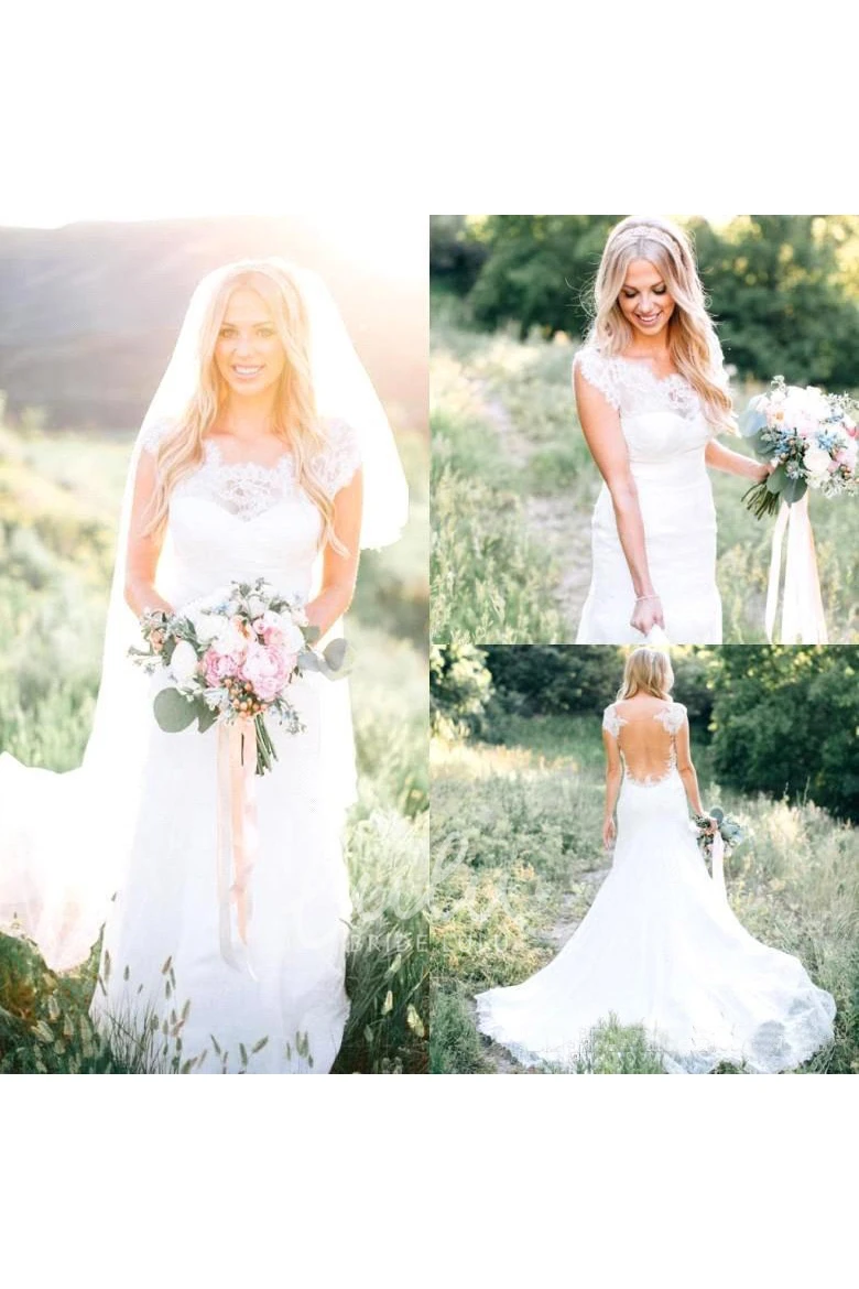 Illusion Lace Scalloped Mermaid Wedding Dress