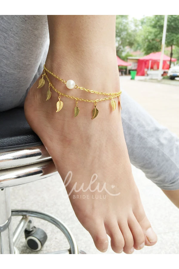 Fringed Pearl Anklet for Ladies in Western Style Prom Dress