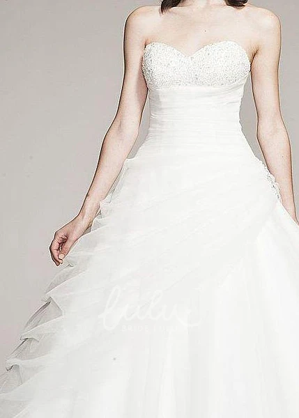 Sweetheart Beaded Tulle Wedding Dress with Pick Up Ball Gown