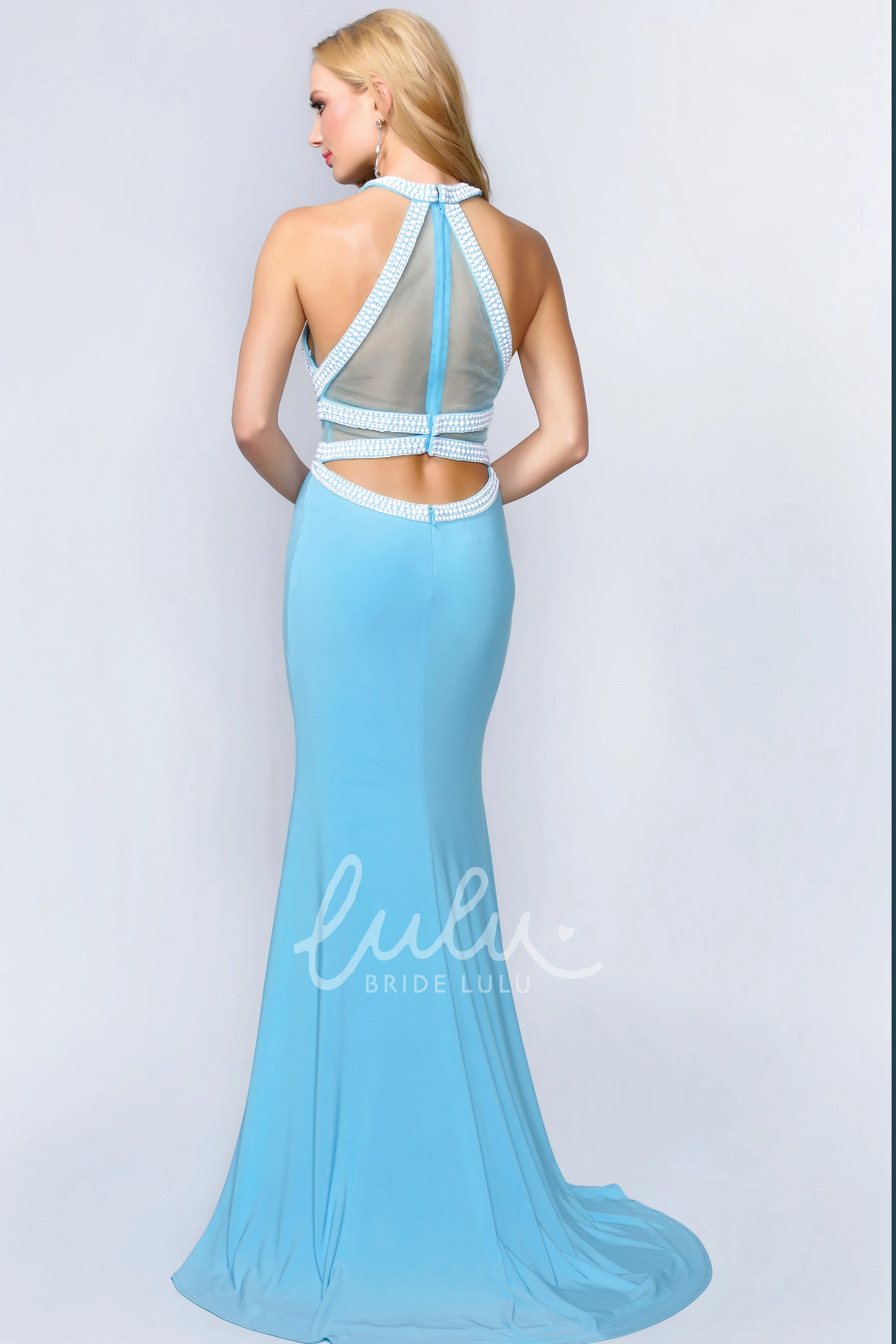 Sleeveless Scoop-Neck Sheath Bridesmaid Dress with Beading and Illusion