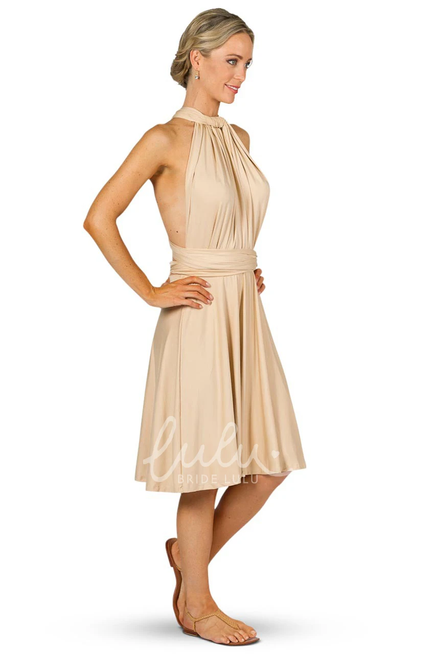 Ruched Chiffon Bridesmaid Dress with Straps Knee-Length One-Shoulder