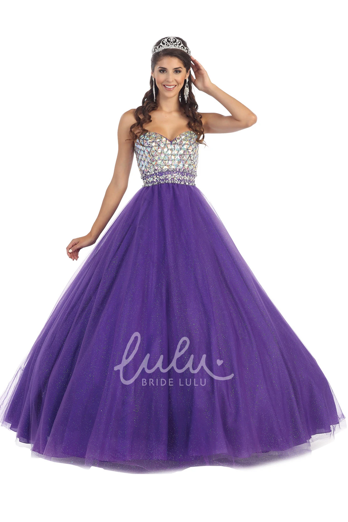 Crystal Detailing Sweetheart Ball Gown Formal Dress with Backless Design