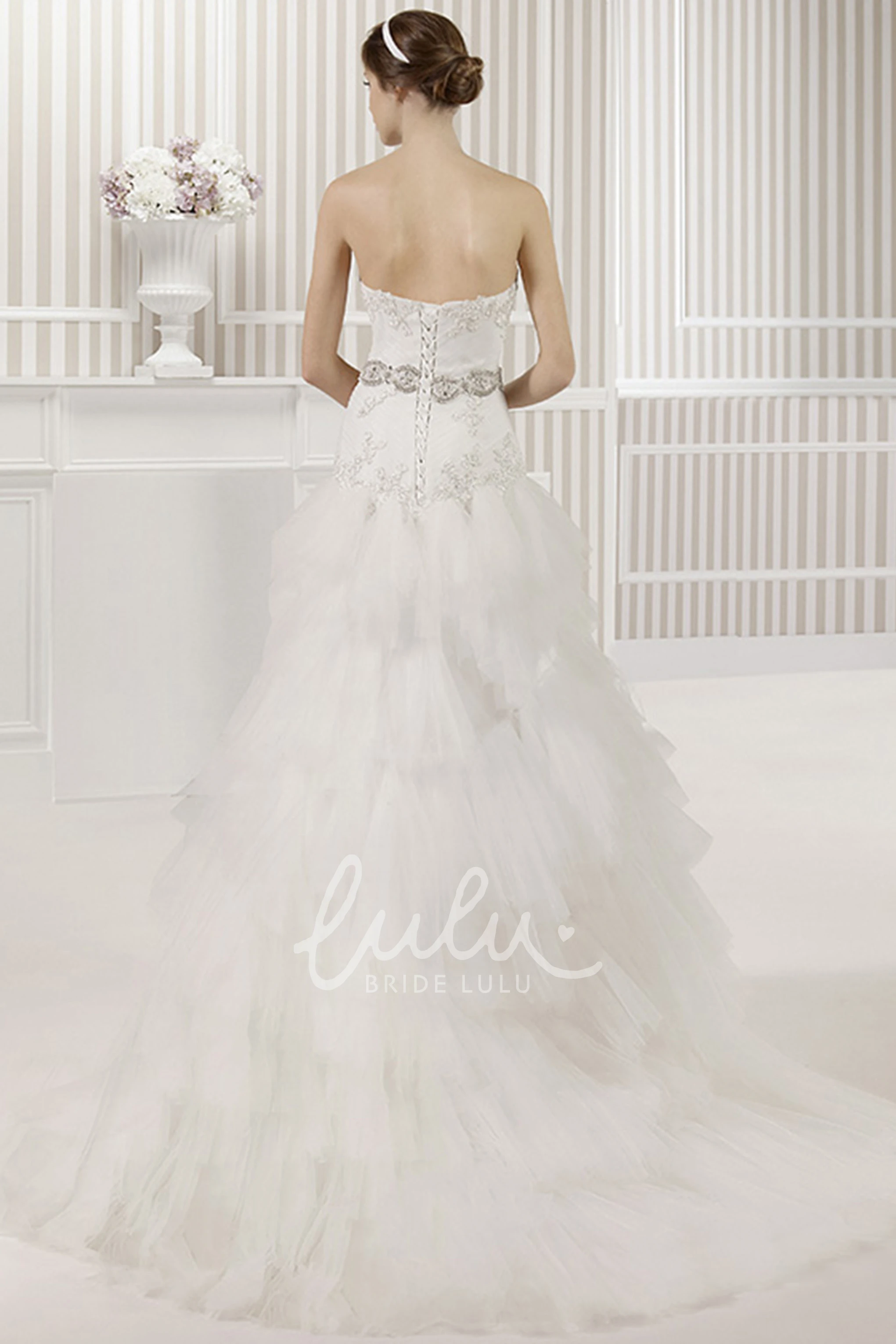 Sweetheart Tulle Wedding Dress with Beading and Corset Back A-Line Floor-Length