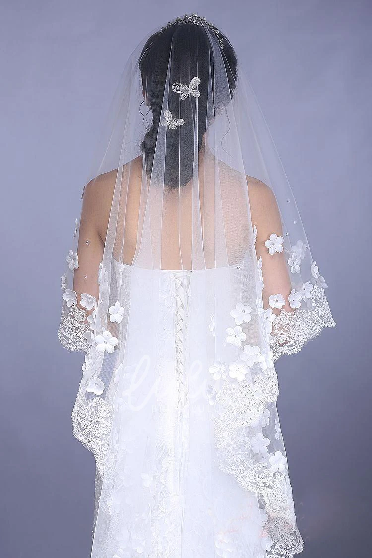 Lace Edge Flower Wedding Veil Beautiful & Long