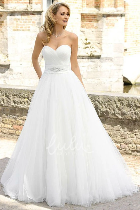 Sweetheart Jeweled Tulle A-Line Wedding Dress with Criss Cross Elegant Bridal Gown