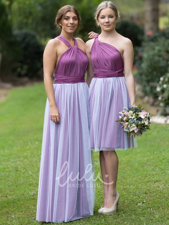 Knee-Length Ruched Halter Chiffon Bridesmaid Dress with Straps