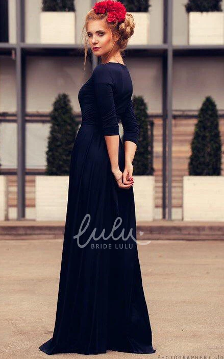 Full Skirt Emerald Green Long Bridesmaid Dress with Slit