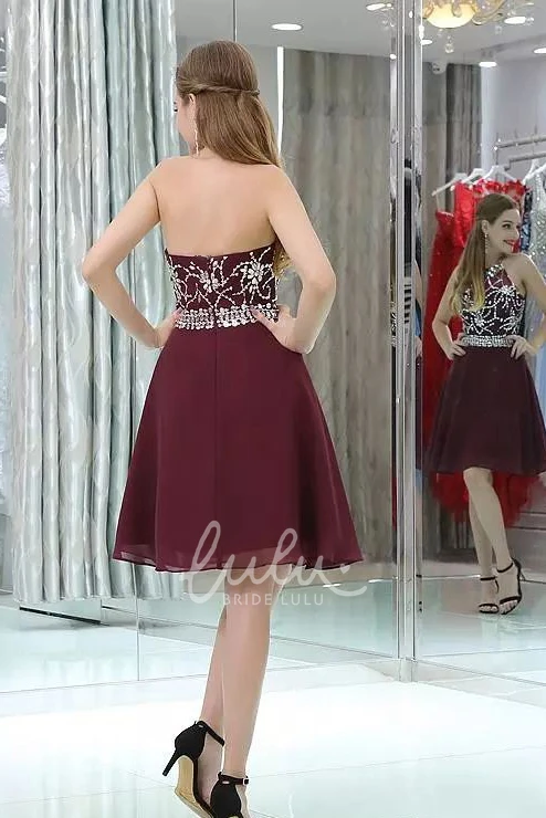 Halter Neckline Chiffon Homecoming Dress with A-line Silhouette and Beading