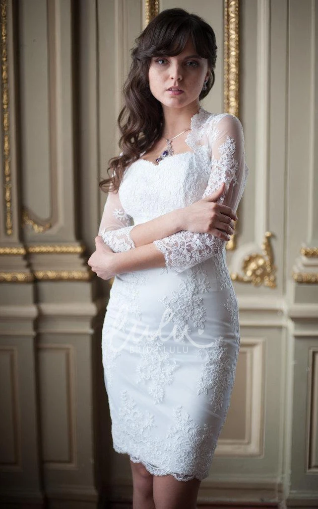 Short Lace Wedding Dress With Appliques Sweetheart Lace-Up Back