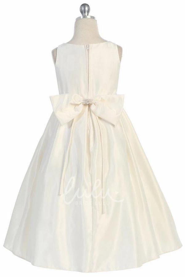 Beaded Lace & Satin Flower Girl Dress with Pleats and Tiers Elegant Style