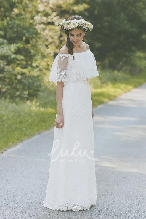 Vintage Lace Boho Wedding Dress with Light Fabric