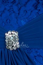 Lace Sheath Sweetheart Bridesmaid Dress with Crystal Waist Knot Long Bridesmaid Dress