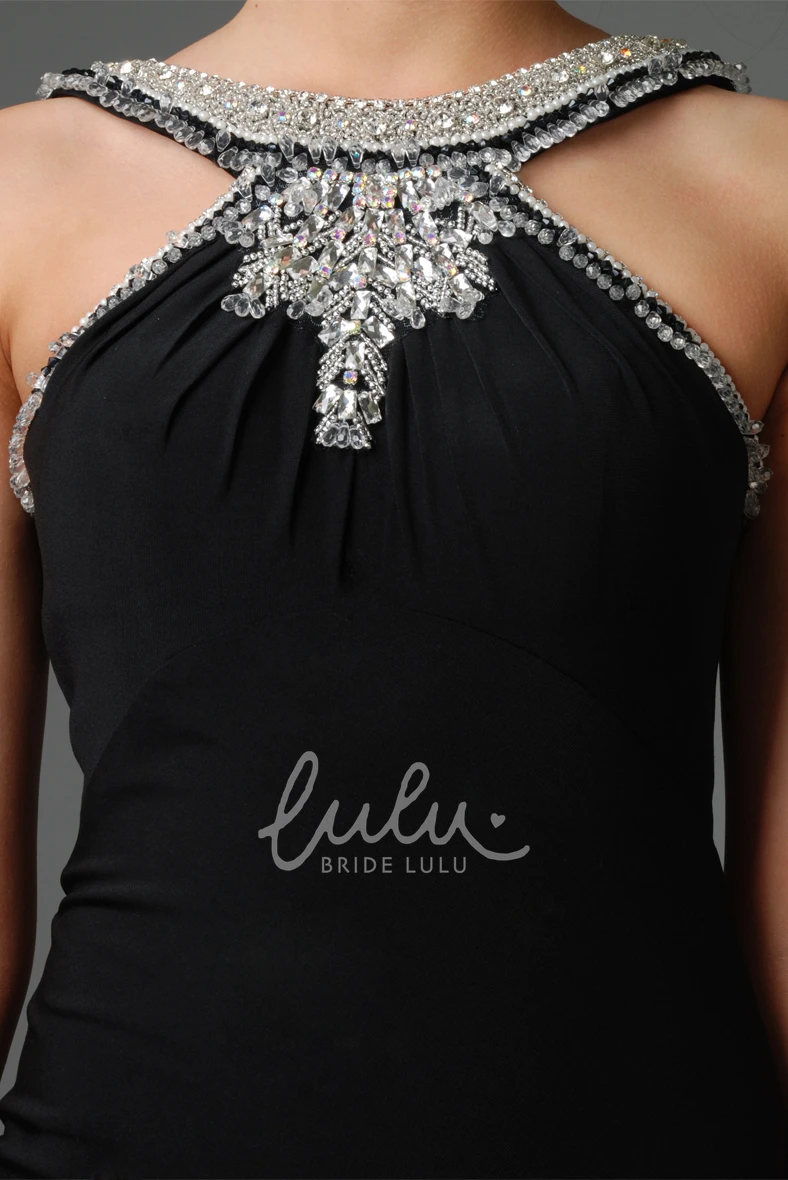 Beaded Chiffon Sleeveless Maxi Bridesmaid Dress with Scoop Neck