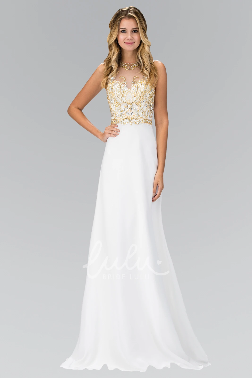 A-Line Beaded Jersey Keyhole Bridesmaid Dress