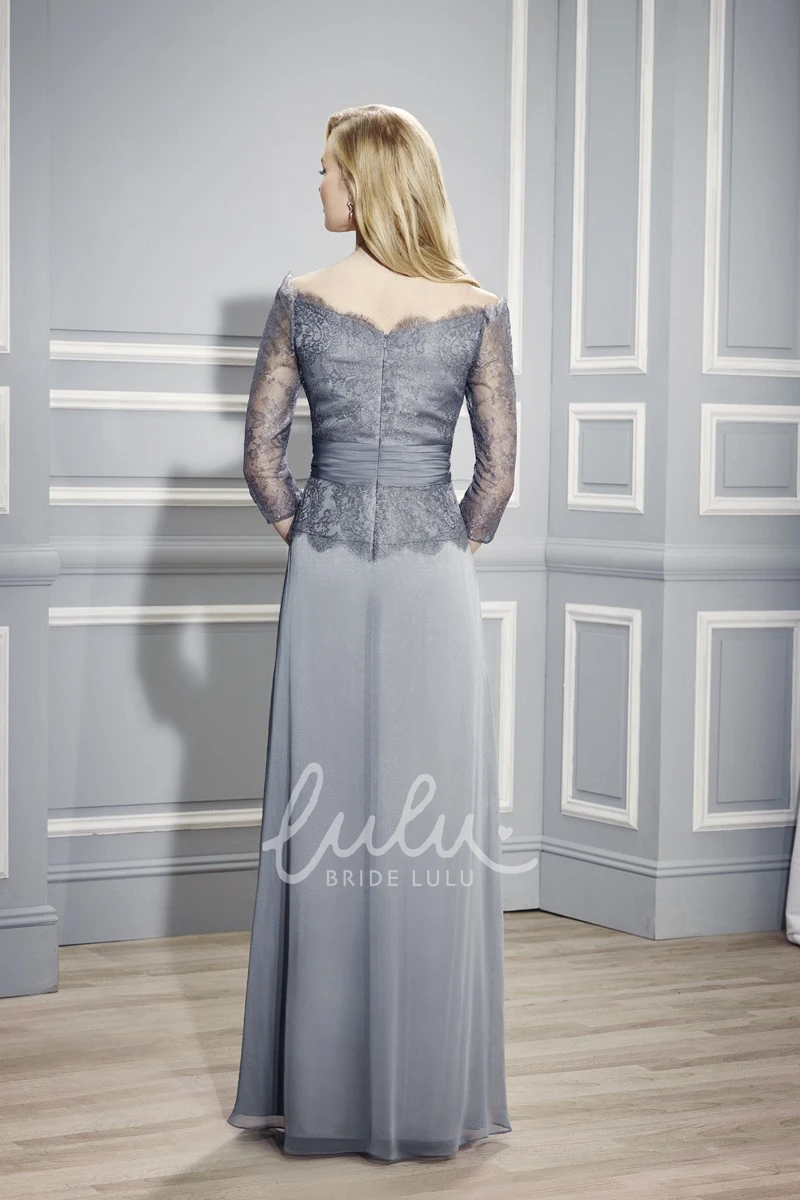 Jersey V-Neck Formal Dress with Appliques Draping and 3-4 Sleeves