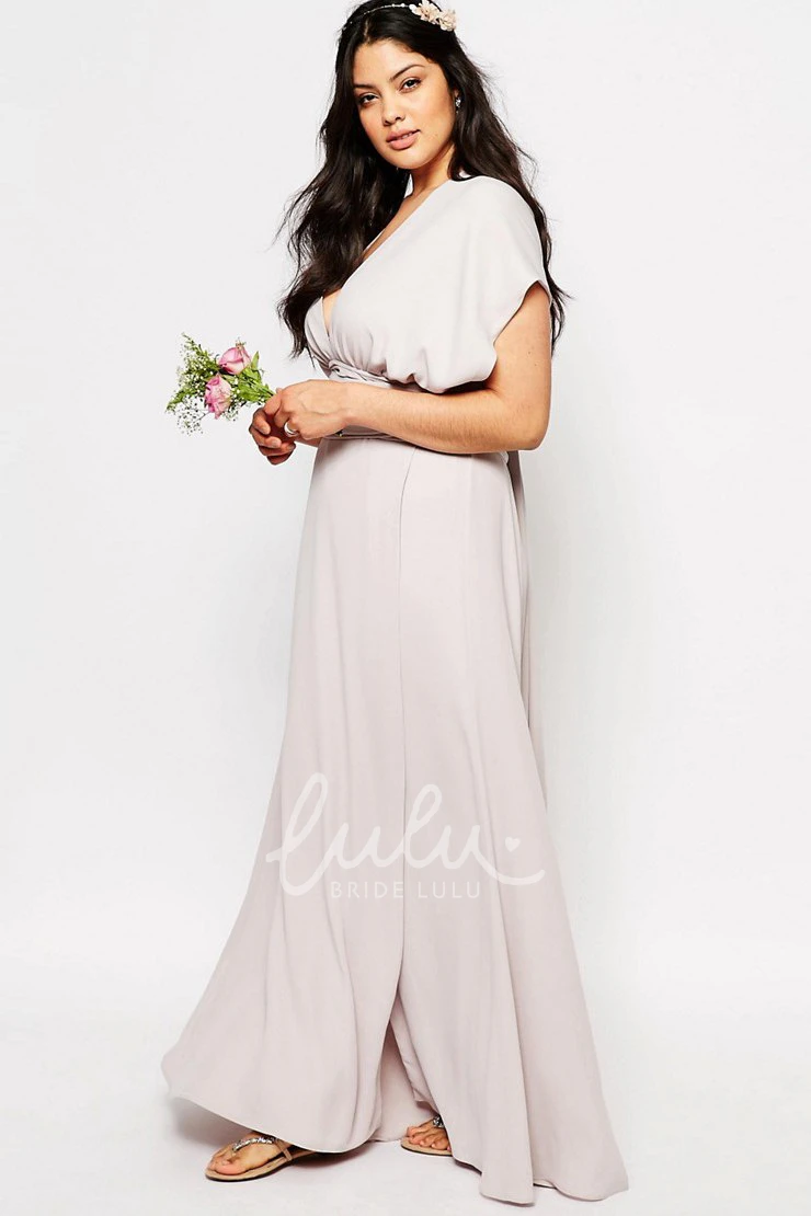 Halter Chiffon Bridesmaid Dress with Front Split and Ruching in Sleeveless Style