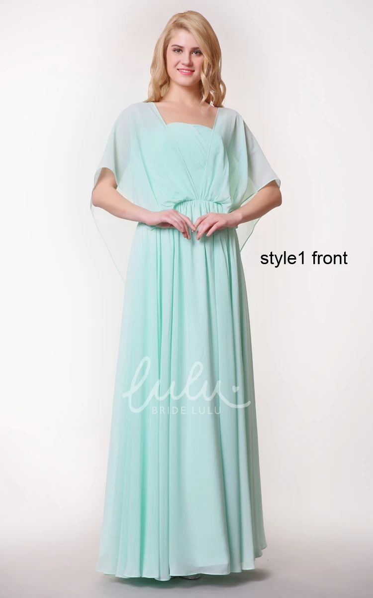 Long Chiffon Dress with Ruching Sleeveless Prom Dress Convertible
