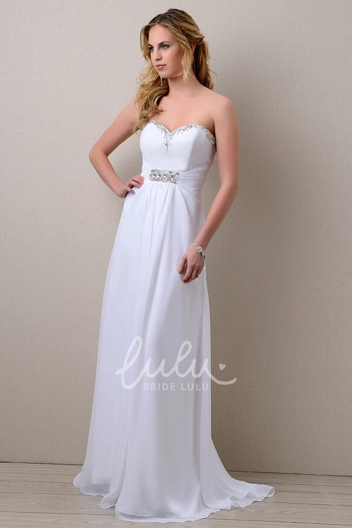 Chiffon Wedding Dress with Sleek Top and Beaded Waist