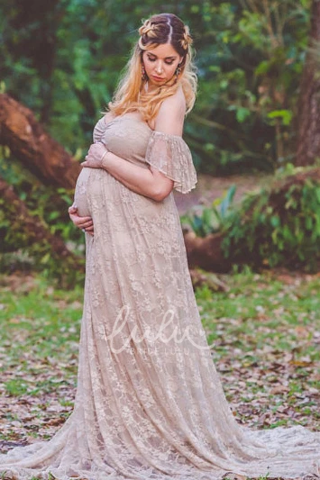 Short Sleeve Maternity Bridesmaid Dress with A-Line Silhouette