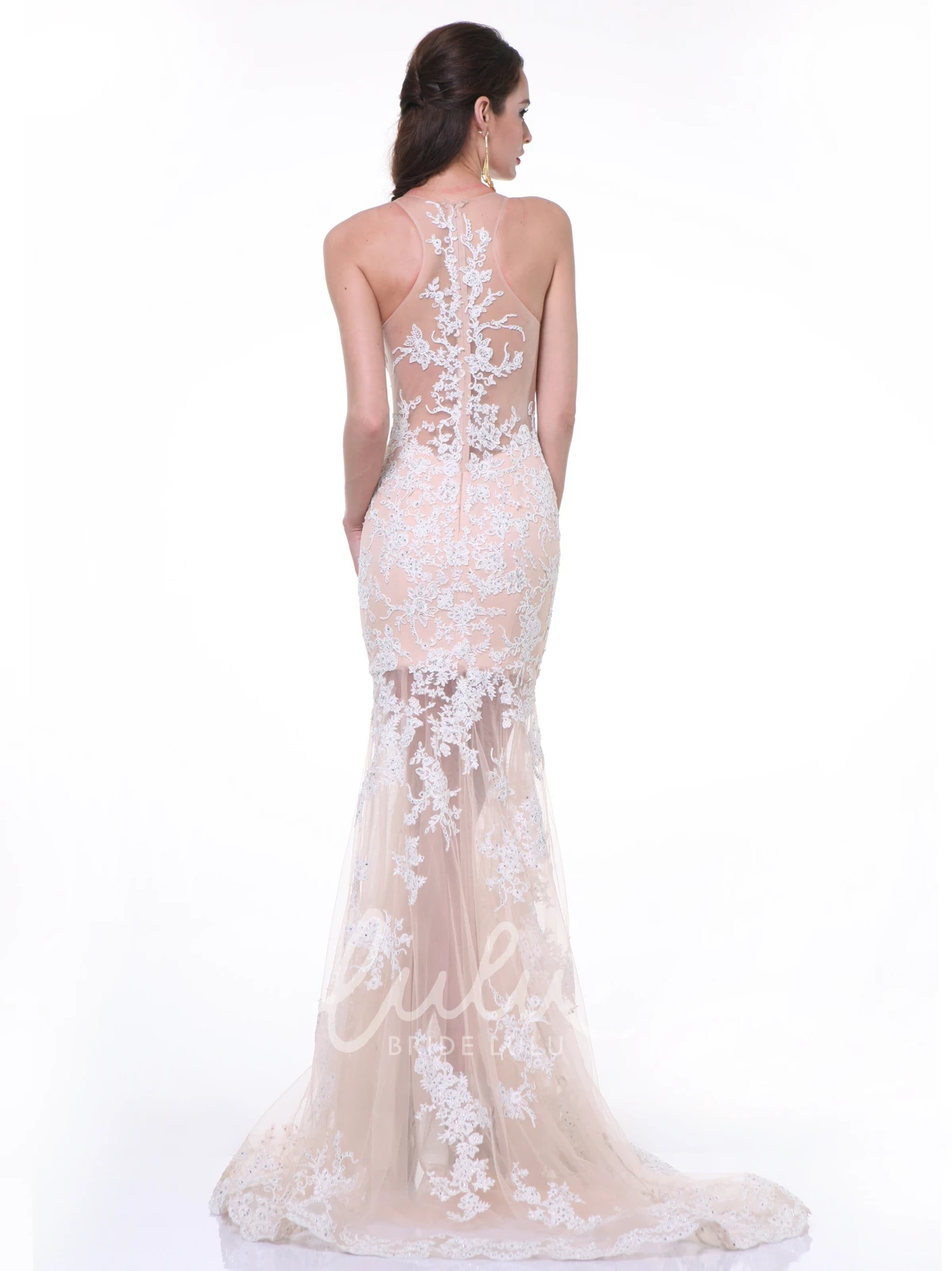 Sleeveless Lace Sheath Formal Dress with Zipper and Appliques
