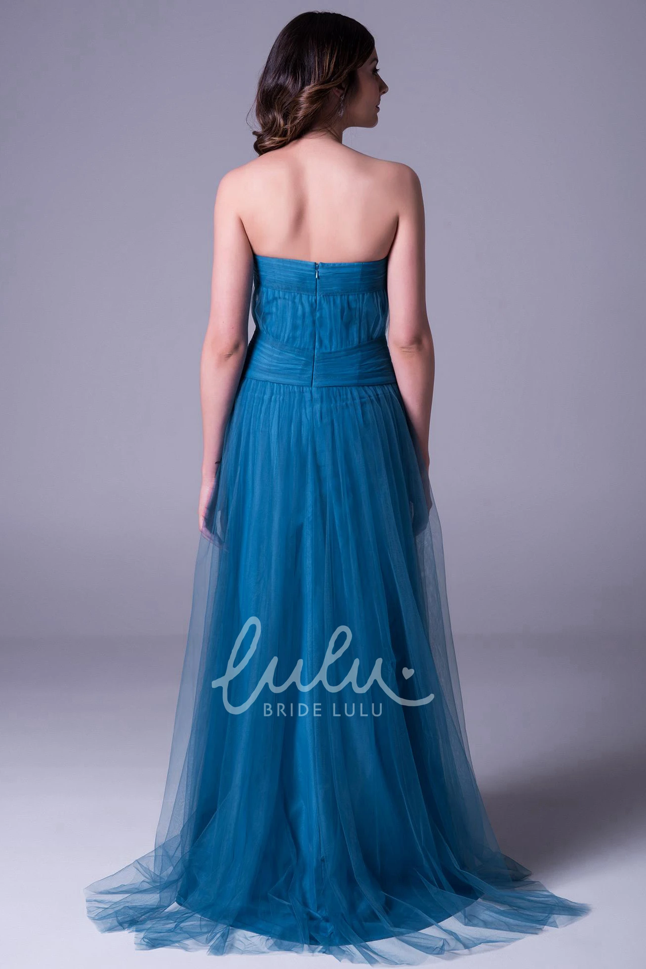 Ruched Tulle Strapless Bridesmaid Dress with Zipper Elegant Bridesmaid Dress