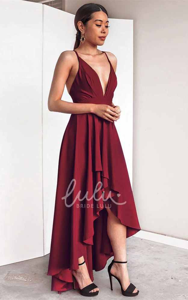 High-Low Chiffon Evening Dress with Ruching Ethereal & Unique
