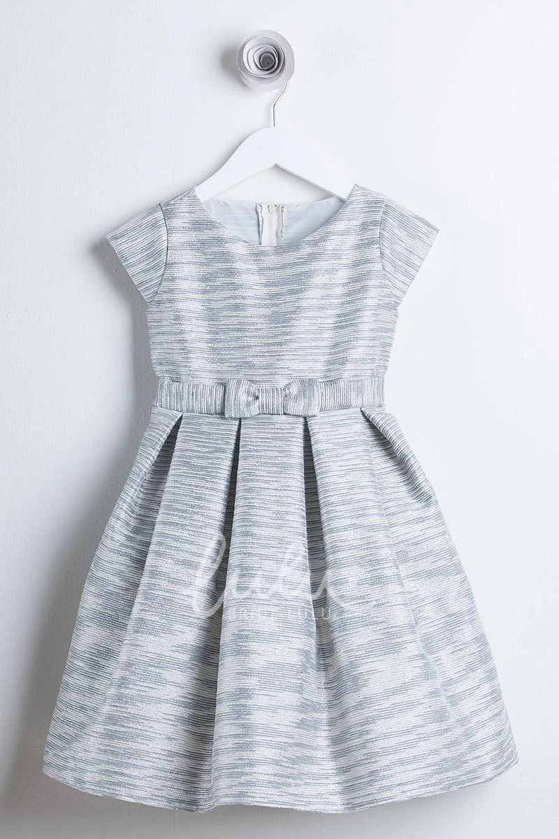Cap-Sleeve Flower Girl Dress with Bow Detail