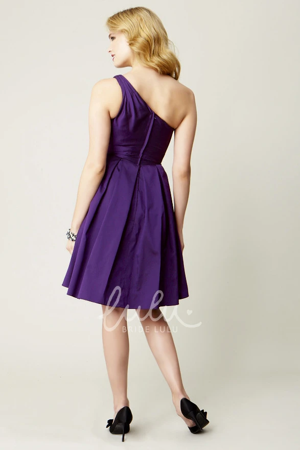 Satin One-Shoulder Sleeveless Chiffon Bridesmaid Dress Short