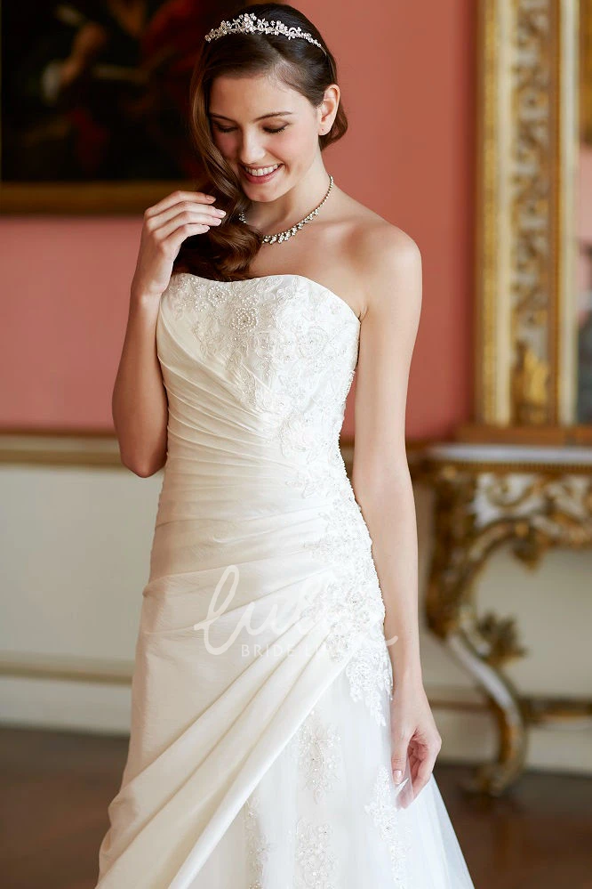 Taffeta & Tulle Lace-Up Wedding Dress A-Line