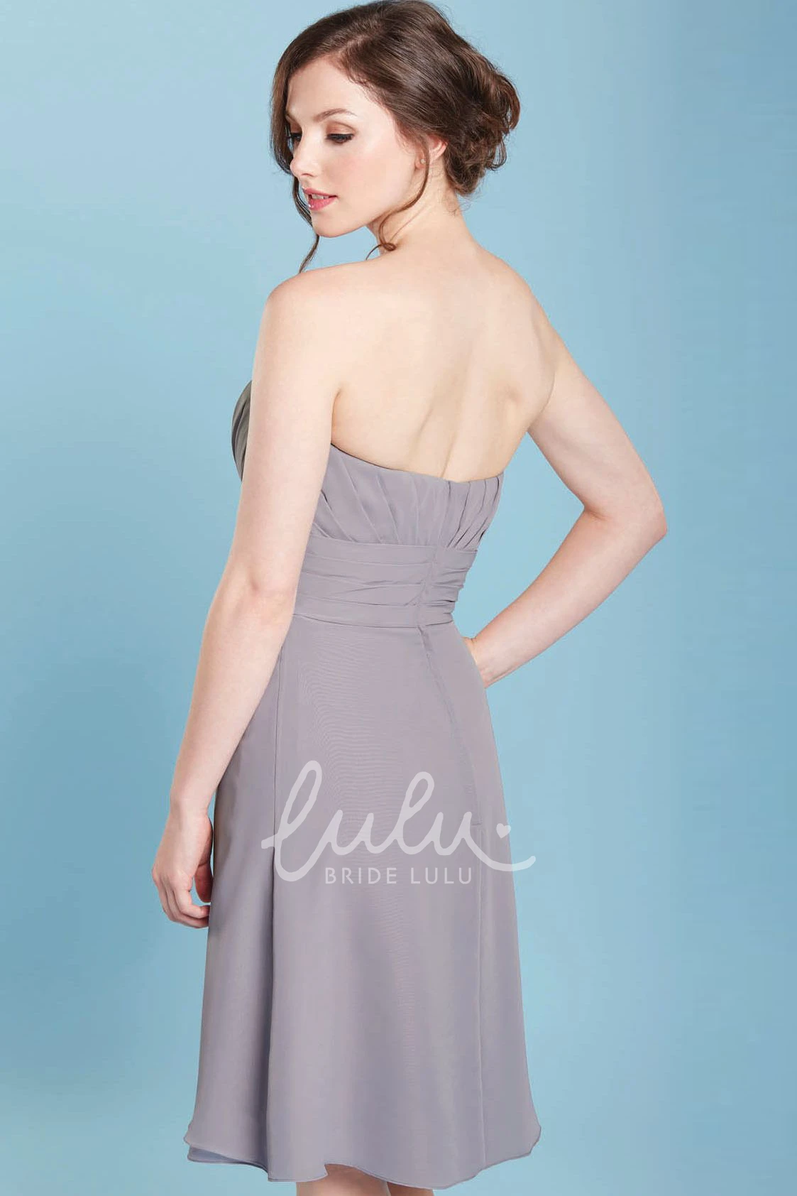 Draped Knee-Length Sweetheart Chiffon Bridesmaid Dress Casual Bridesmaid Dress