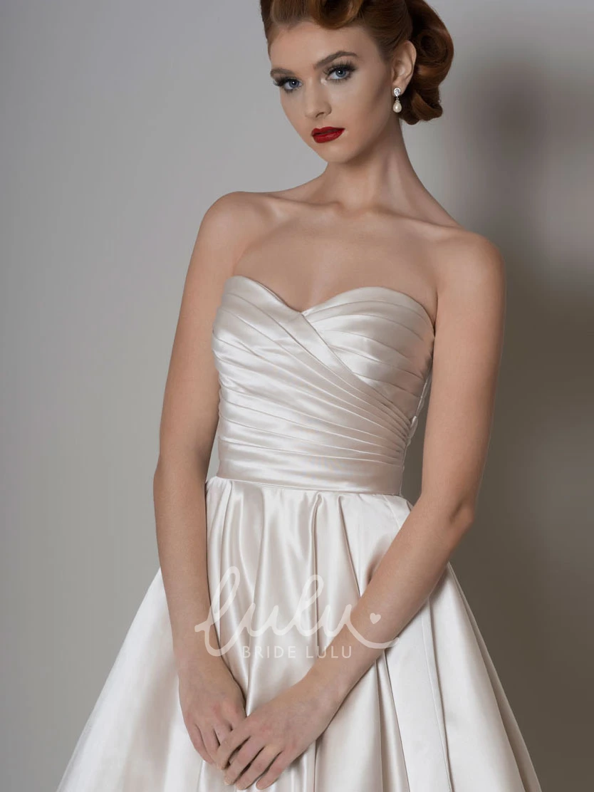 Midi A-Line Satin Wedding Dress with Cape and Sweetheart Neckline