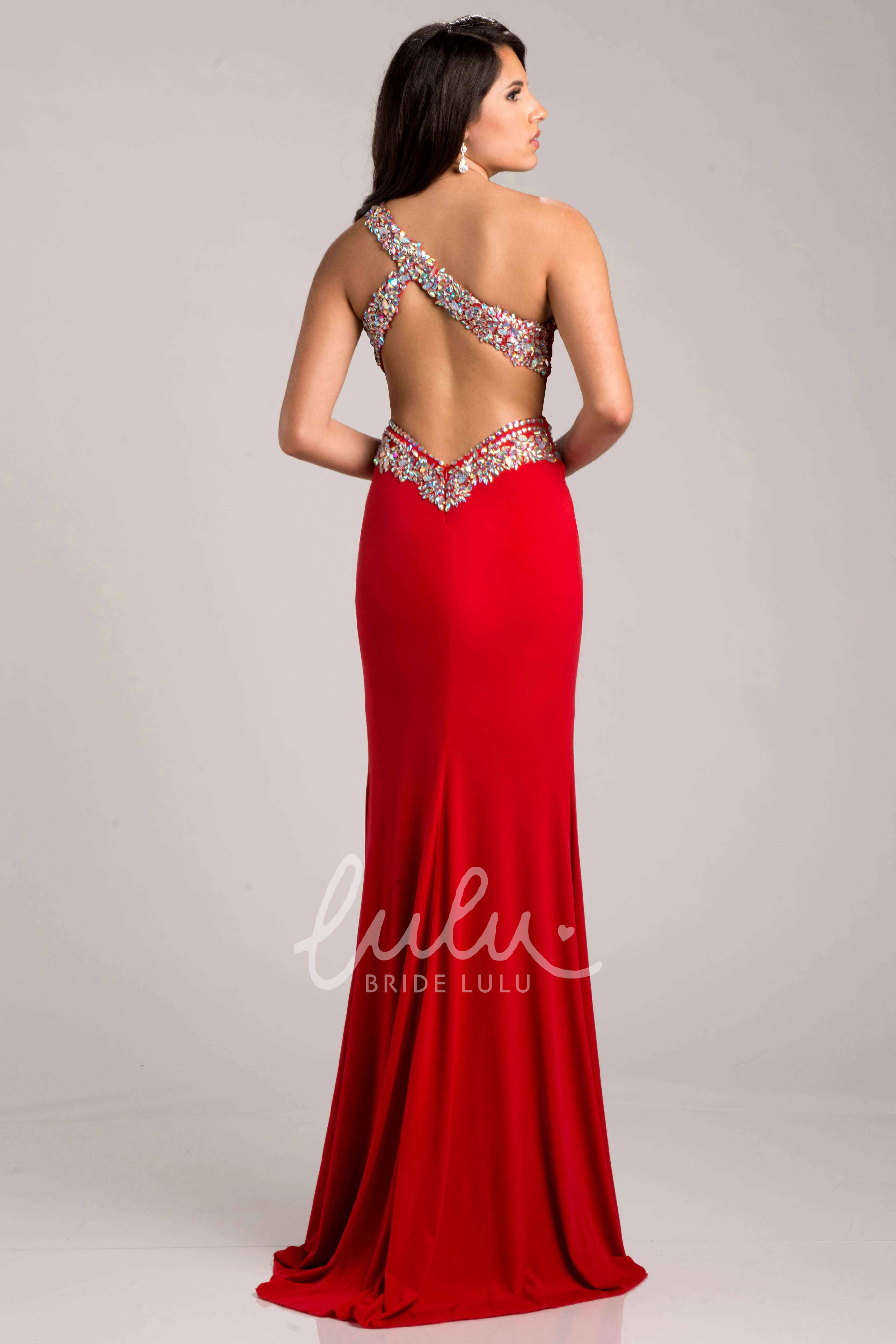Jeweled Chiffon Prom Dress with Beaded Strap Elegant Prom Dress