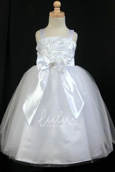 Embroidered Split-Front Satin Flower Girl Dress Tea-Length Unique