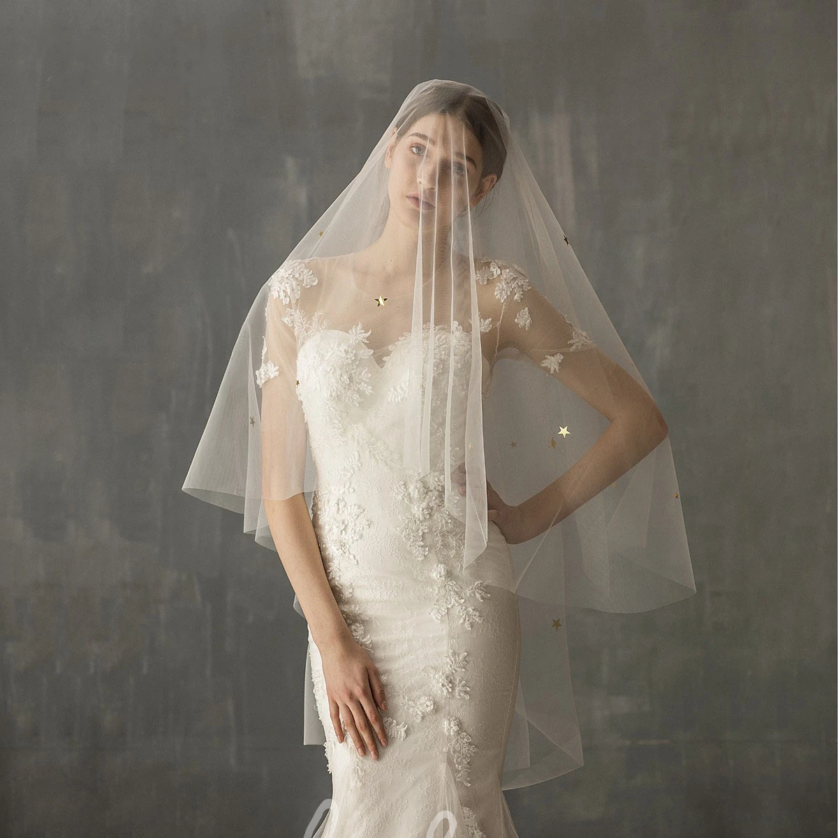 Soft Romantic Two Tier Fingertip Wedding Veil