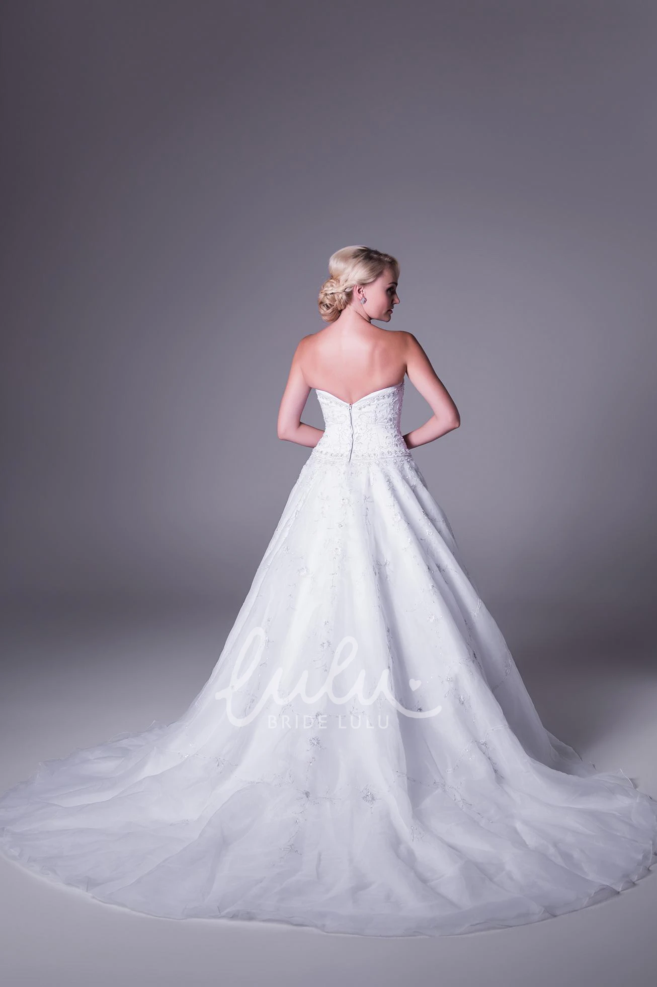 Long Sleeveless Beaded A-Line Wedding Dress Strapless