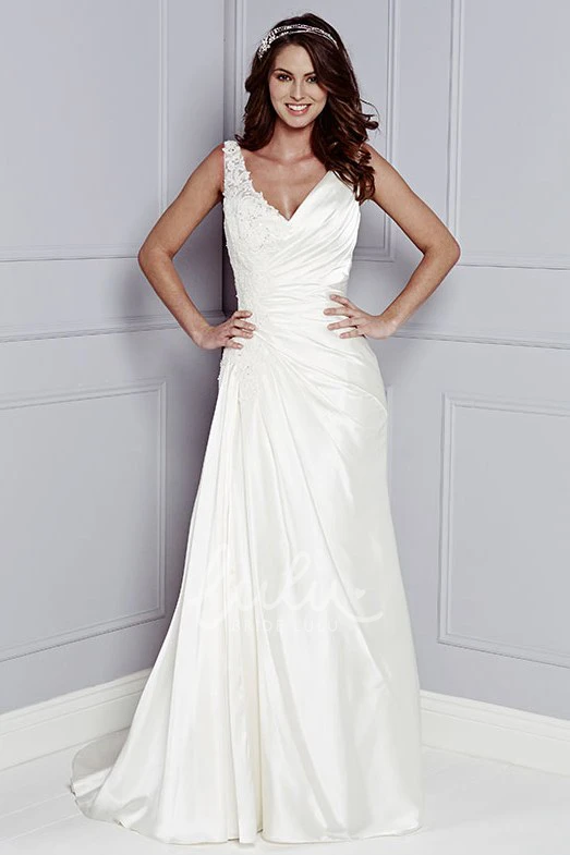 Sleeveless Tulle Mermaid Wedding Dress with Applique and Straps