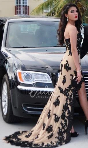 Sleeveless Hi-Lo Black Prom Dress with Sweep Train Newest Arrival 2025