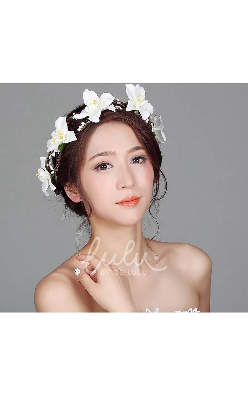 Korean Flower Headdress Bride Wreath for Flower Fairy Wedding Dress