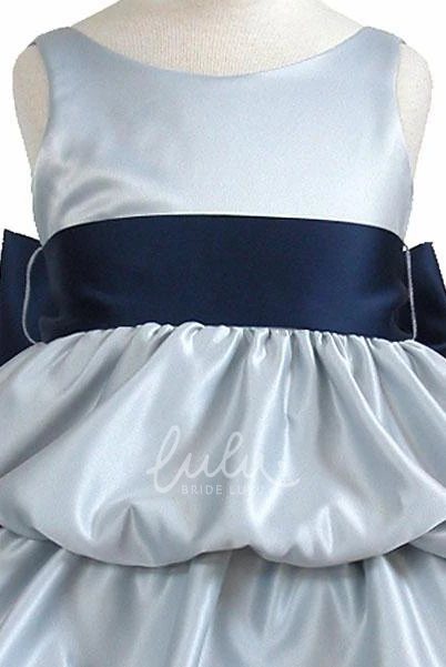 Satin Flower Girl Dress Sleeveless Tiered Women's Dress